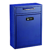 AdirOffice Large Secure Drop Box Wall Mounted Locking Mail Box with Key and Combination lock, 11.2 x 4.7 x 16.2, Blue (ALHI63104BLUKC)