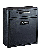 AdirOffice Medium Secure Drop Box Wall Mounted Locking Mail Box with Key and Combination Lock, 10.51 x 4.72 x 12, Black (ALHI63105BLKKC)