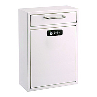AdirOffice Large Secure Drop Box Wall Mounted Locking Mail Box with Key and Combination lock, 11.2 x 4.7 x 16.2, White (ALHI63104WHIKC)