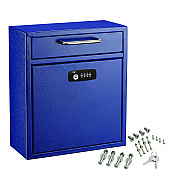 AdirOffice Medium Secure Drop Box Wall Mounted Locking Mail Box with Key and Combination Lock, 10.51 x 4.72 x 12, Blue (ALHI63105BLUKC)