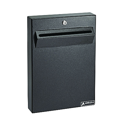 AdirOffice Large Wall Mounted Weatherproof Steel Secure Drop Box, 11 x 2.4 x 16, Black (ALHI63114BLK)