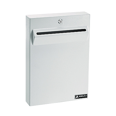 AdirOffice Large Wall Mounted Weatherproof Steel Secure Drop Box, 11 x 2.4 x 16, White (ALHI63114WHI)