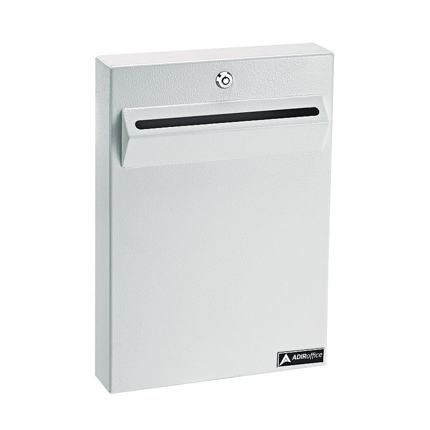 AdirOffice Large Wall Mounted Weatherproof Steel Secure Drop Box, 11 x 2.4 x 16, White (ALHI63114WHI)
