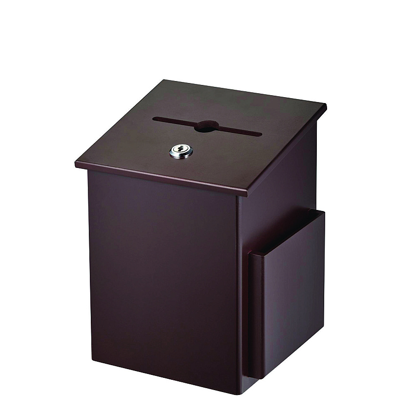 AdirOffice Squared Wood Locking Suggestion Box, 7.25 x 7.5 x 10, Medium Density Fiberboard, Mahogany (ALHI63201MA)