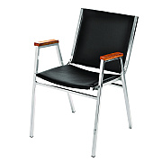 AdirOffice Vinyl Chrome Frame Stackable Office Chair, 16.5 x 22 x 32, Black Seat, Black Back, Chrome Base (ALHI63802BK)
