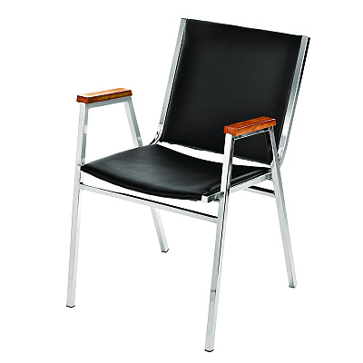 AdirOffice Vinyl Chrome Frame Stackable Office Chair, 16.5 x 22 x 32, Black Seat, Black Back, Chrome Base (ALHI63802BK)
