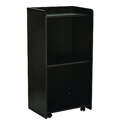 AdirOffice Wood Mobile Presentation Lectern Speaker Stand with Shelves, 22.44 x 16.53 x 45.98, Black (ALHI66107BLK)