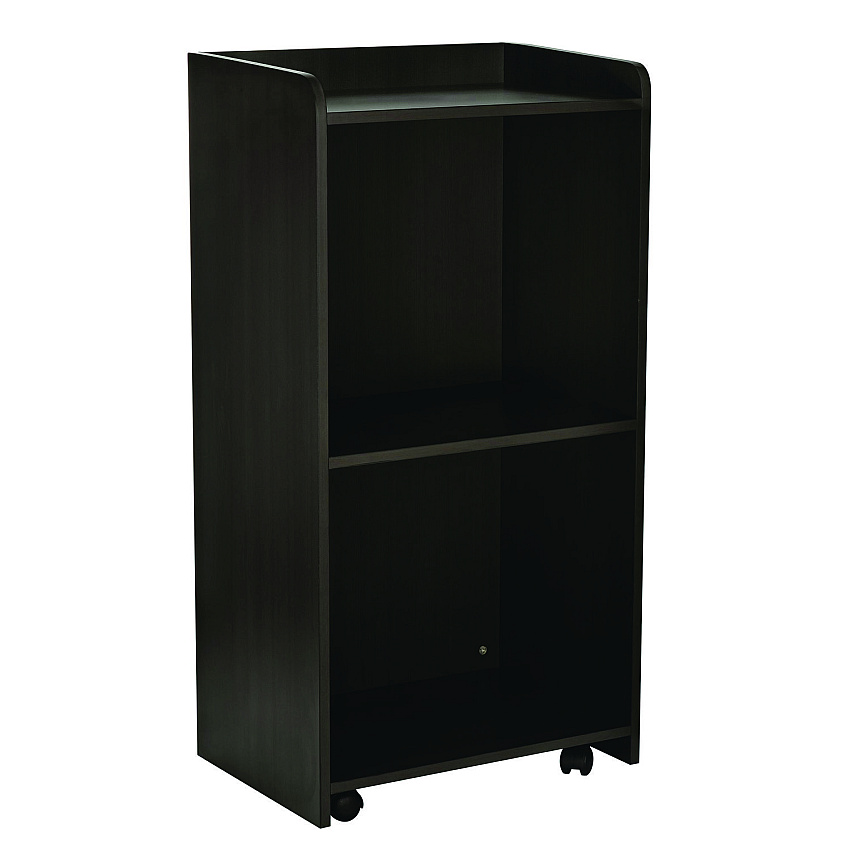 AdirOffice Wood Mobile Presentation Lectern Speaker Stand with Shelves, 22.44 x 16.53 x 45.98, Black (ALHI66107BLK)