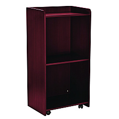 AdirOffice Wood Mobile Presentation Lectern Speaker Stand with Shelves, 22.44 x 16.53 x 45.98, Mahogany (ALHI66107MA)