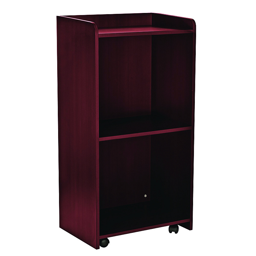 AdirOffice Wood Mobile Presentation Lectern Speaker Stand with Shelves, 22.44 x 16.53 x 45.98, Mahogany (ALHI66107MA)