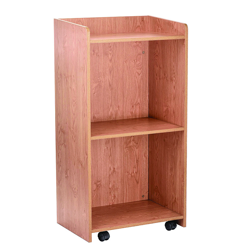 AdirOffice Wood Mobile Presentation Lectern Speaker Stand with Shelves, 22.44 x 16.53 x 45.98, Medium Oak (ALHI66107MEO)