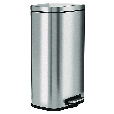 HLS Commercial Fire-Resistant Step Pedal Trash Can, 8 gal, Plastic/Stainless Steel, Silver (HLMHLSS08RFR)