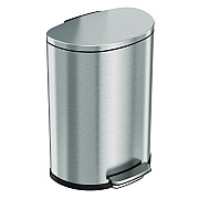 HLS Commercial Step Pedal Trash Can, 13 gal, Half-Round Plastic/Stainless Steel, Silver (HLMHLSS13D)