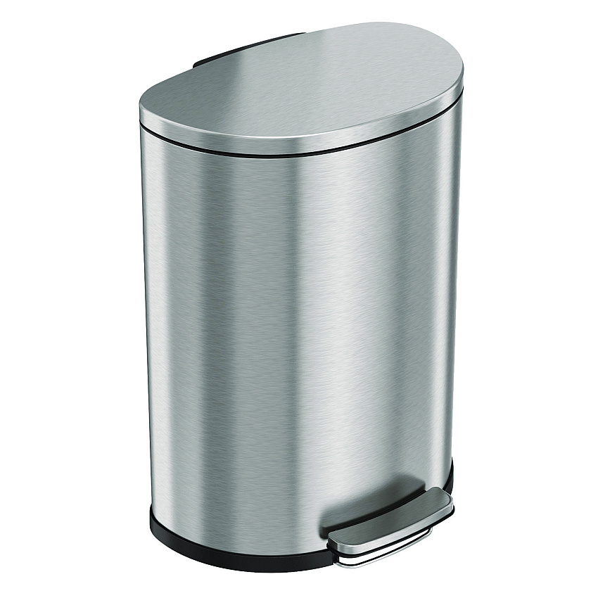 HLS Commercial Step Pedal Trash Can, 13 gal, Half-Round Plastic/Stainless Steel, Silver (HLMHLSS13D)