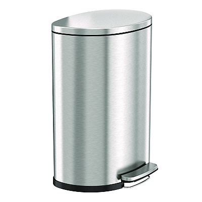 HLS Commercial Fire-Resistant Step Pedal Trash Can, 13 gal, Plastic/Stainless Steel, Silver (HLMHLSS13DFR)