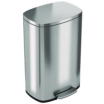 HLS Commercial Step Pedal Trash Can, 13 gal, Plastic/Stainless Steel, Silver (HLMHLSS13R)