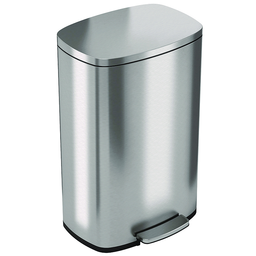 HLS Commercial Step Pedal Trash Can, 13 gal, Plastic/Stainless Steel, Silver (HLMHLSS13R)