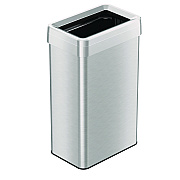 HLS Commercial Open Top Trash Can, Rectangular, 18 gal, Plastic/Stainless Steel, Silver (HLMHLS18UOT)