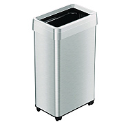 HLS Commercial Open Top Trash Can with Wheels, 18 gal, Plastic Stainless Steel, Silver (HLMHLS18UOTM)