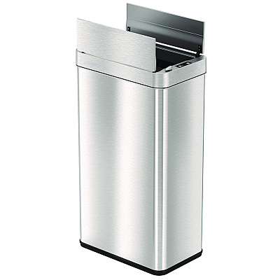 HLS Commercial Wings Lid Sensor Trash Can, 18 gal, Plastic/Stainless Steel, Silver (HLMHLS18WRSL)