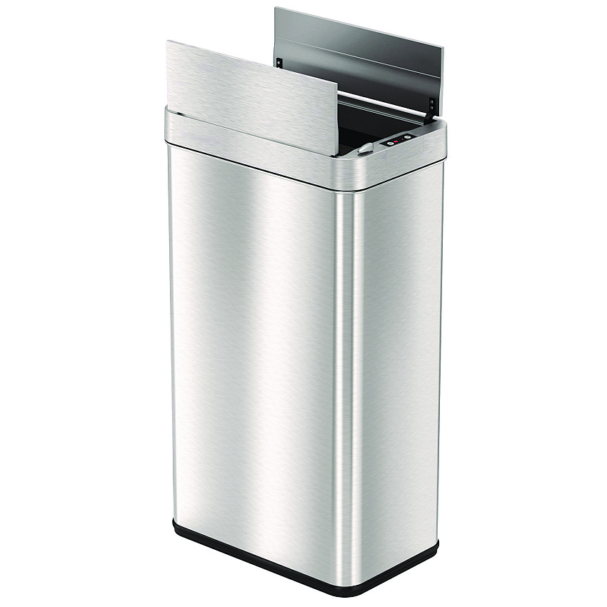 HLS Commercial Wings Lid Sensor Trash Can, 18 gal, Plastic/Stainless Steel, Silver (HLMHLS18WRSL)