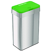 HLS Commercial Open Top Compost Bin with Color-Coded Lid, 21 gal, Plastic/Stainless Steel, Silver/Green (HLMHLS21UOTCOP)