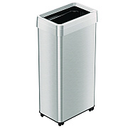 HLS Commercial Open Top Trash Can with Wheels, 21 gal, Plastic/Stainless Steel, Silver (HLMHLS21UOTM)
