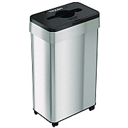 HLS Commercial Open Top Trash Bin with Wheels and Color-Coded Lid, 21 gal, Plastic/Stainless Steel, Silver/Black (HLMHLS21UOTMTRS)