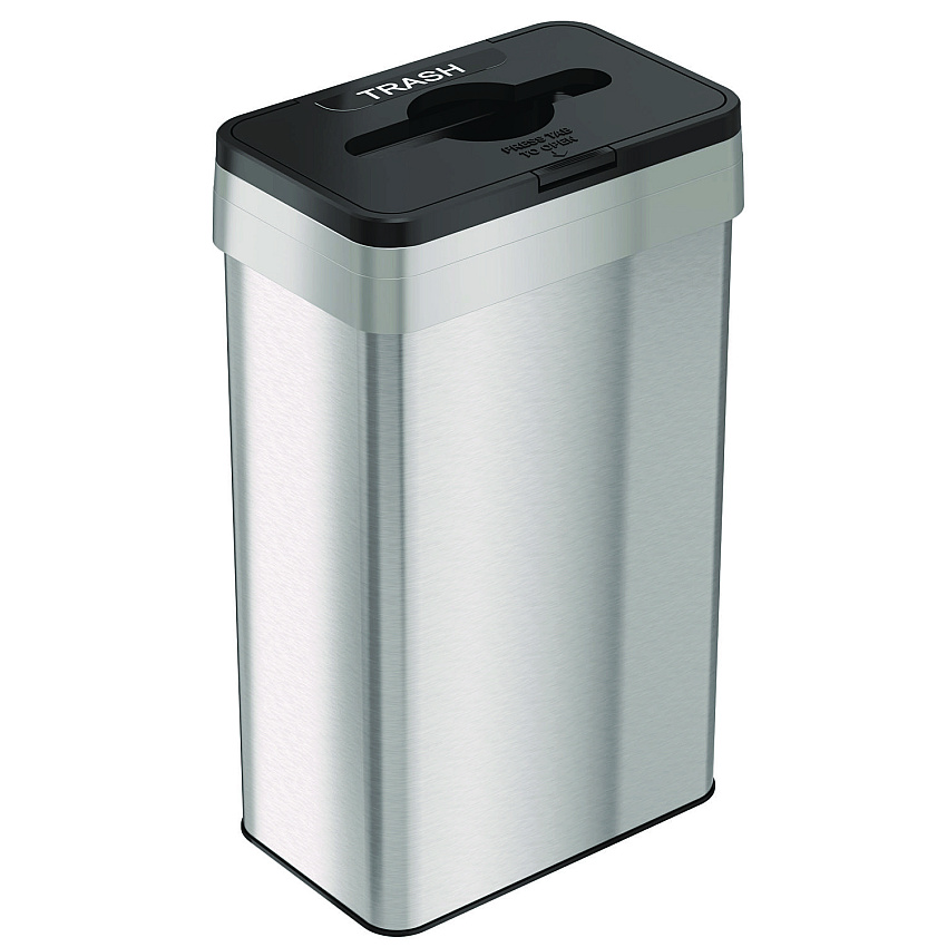 HLS Commercial Open Top Trash Can with Color-Coded Lid, 21 gal, Plastic/Stainless Steel, Silver/Black (HLMHLS21UOTTRS)