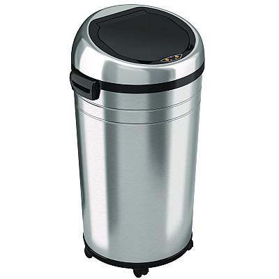 HLS Commercial Extra-Large Sensor Trash Can with Wheels, 23 gal, Plastic/Stainless Steel, Silver/Black (HLMHLS23RC)