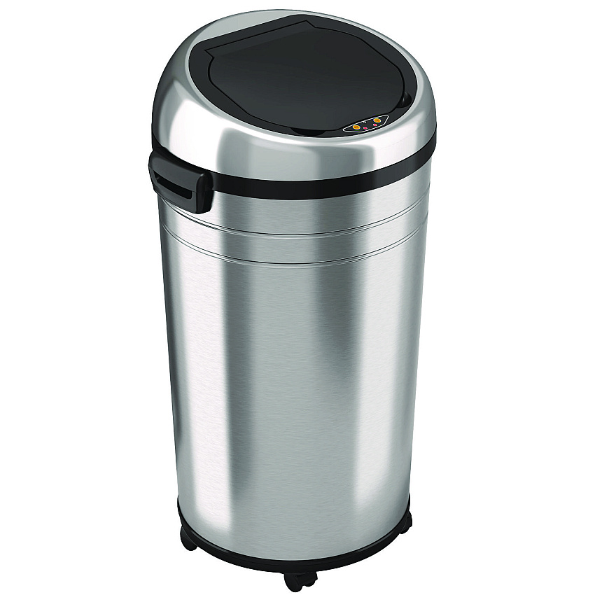 HLS Commercial Extra-Large Sensor Trash Can with Wheels, 23 gal, Plastic/Stainless Steel, Silver/Black (HLMHLS23RC)