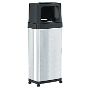 HLS Commercial Dual Push Door Trash Can, 24 gal, Stainless Steel, Silver/Black (HLMHLS24DPO)