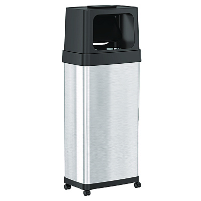 HLS Commercial Dual Push Door Trash Can, 24 gal, Stainless Steel, Silver/Black (HLMHLS24DPO)