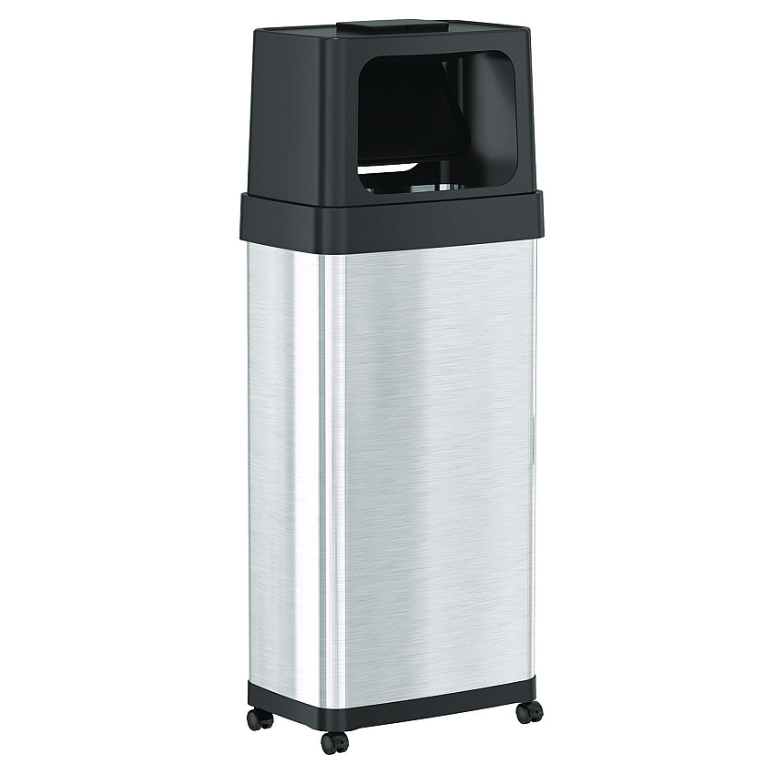 HLS Commercial Dual Push Door Trash Can, 24 gal, Stainless Steel, Silver/Black (HLMHLS24DPO)
