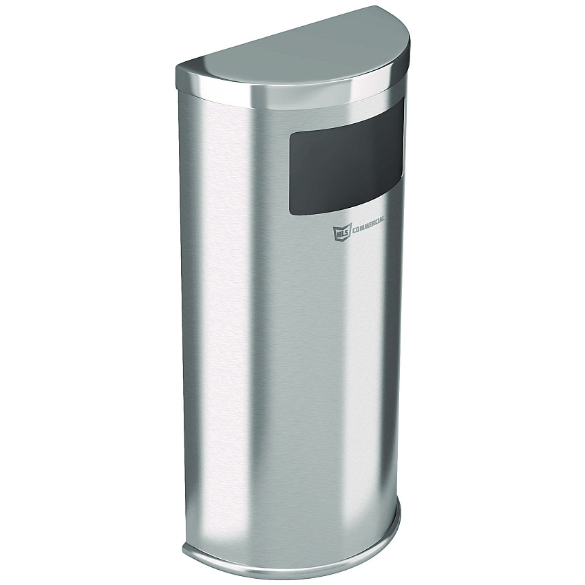 HLS Commercial Side-Entry Trash Can with Wall Mount, 9 gal, Stainless Steel, Silver (HLMHLSC01G09A)
