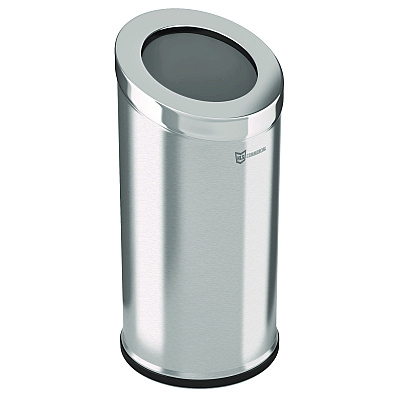 HLS Commercial Beveled Open Top Trash Can, 15 gal, Stainless Steel, Silver (HLMHLSC04G15A)