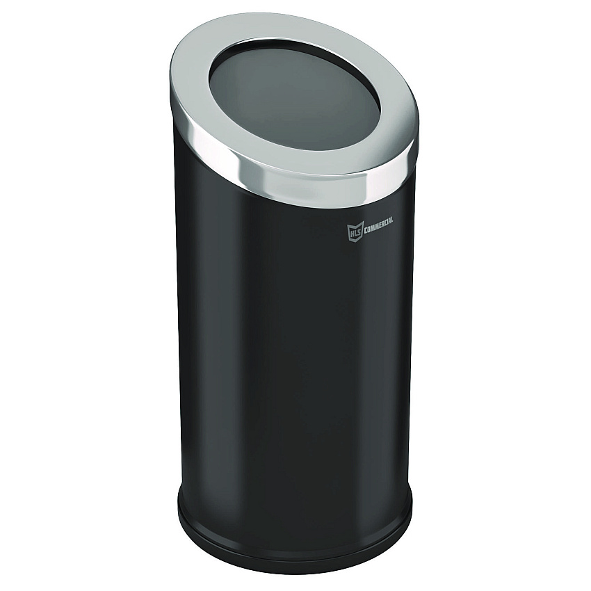HLS Commercial Beveled Open Top Trash Can, 15 gal, Stainless Steel, Black (HLMHLSC04G15B)