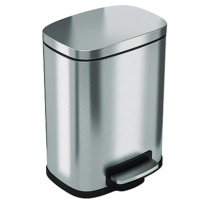 HLS Commercial Step Pedal Trash Can, 1.3 gal, Plastic/Stainless Steel, Silver (HLMHLSS01R)