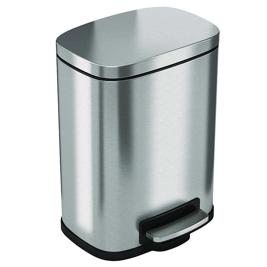 HLS Commercial Step Pedal Trash Can, 1.3 gal, Plastic/Stainless Steel, Silver (HLMHLSS01R)