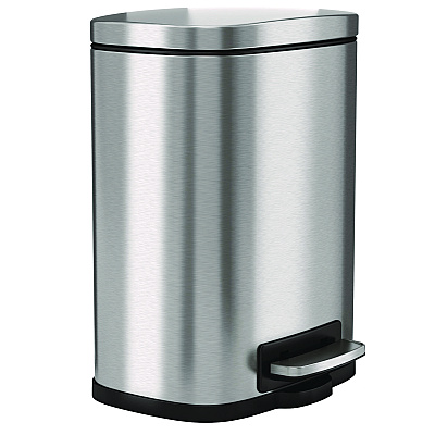 HLS Commercial Fire-Resistant Step Pedal Trash Can, 1.3 gal, Plastic/Stainless Steel, Silver (HLMHLSS01RFR)