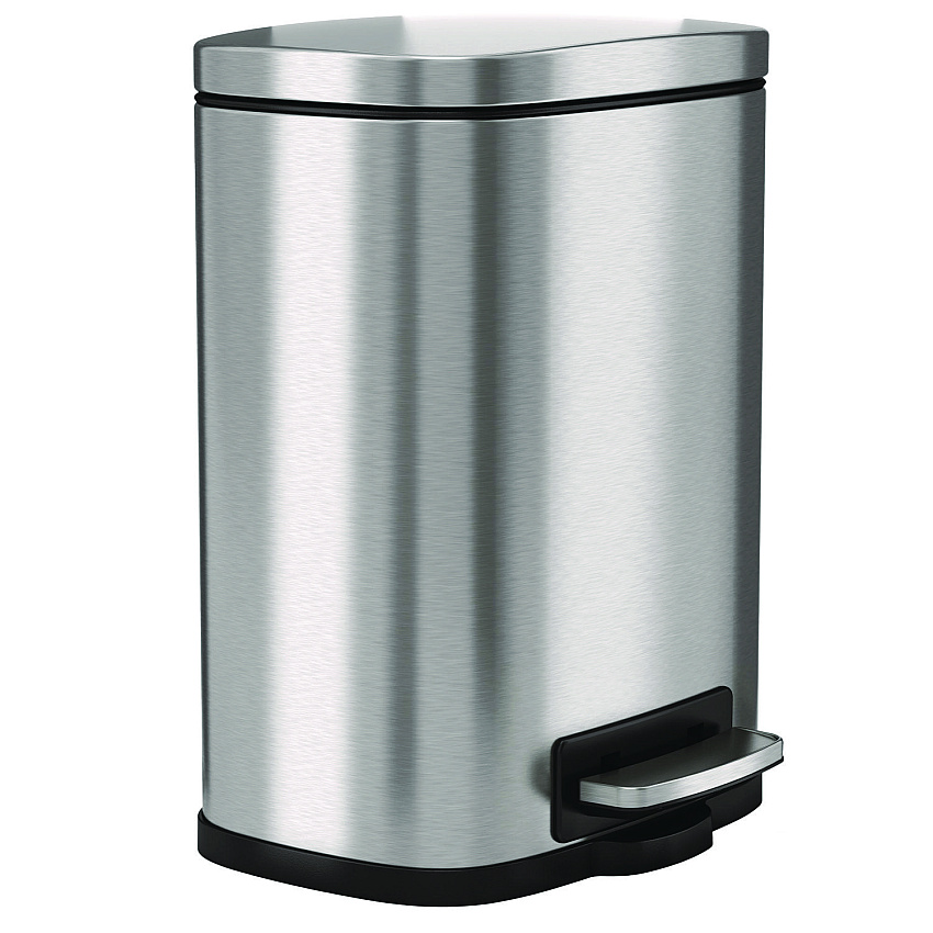 HLS Commercial Fire-Resistant Step Pedal Trash Can, 1.3 gal, Plastic/Stainless Steel, Silver (HLMHLSS01RFR)