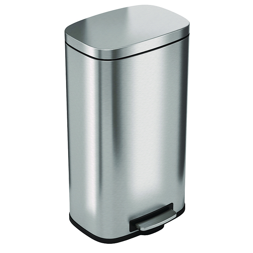 HLS Commercial Step Pedal Trash Can, 8 gal, Plastic/Stainless Steel, Silver (HLMHLSS08R)