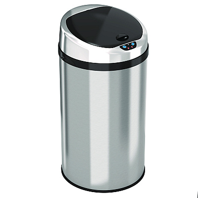 HLS Commercial Sensor Trash Can, 8 gal, Plastic/Stainless Steel, Silver (HLMHLS08RCB)