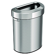 HLS Commercial Open Top Trash Can, Half-Round, 18 gal, Plastic/Stainless Steel, Silver (HLMHLS18DOT)
