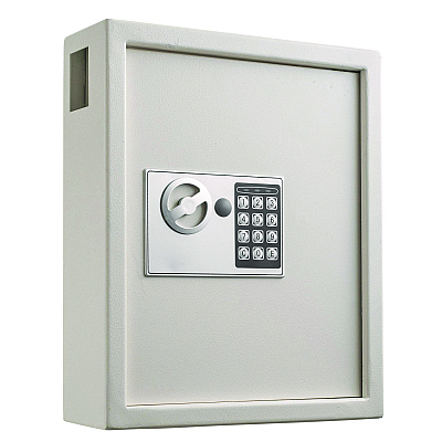 AdirOffice Steel Digital Lock Key Cabinet, 40-Key, 13 x 4 x 14.3, Stainless Steel 304, White (ALHI68040WHI)