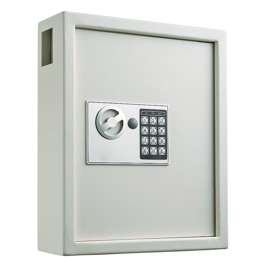AdirOffice Steel Digital Lock Key Cabinet, 40-Key, 13 x 4 x 14.3, Stainless Steel 304, White (ALHI68040WHI)