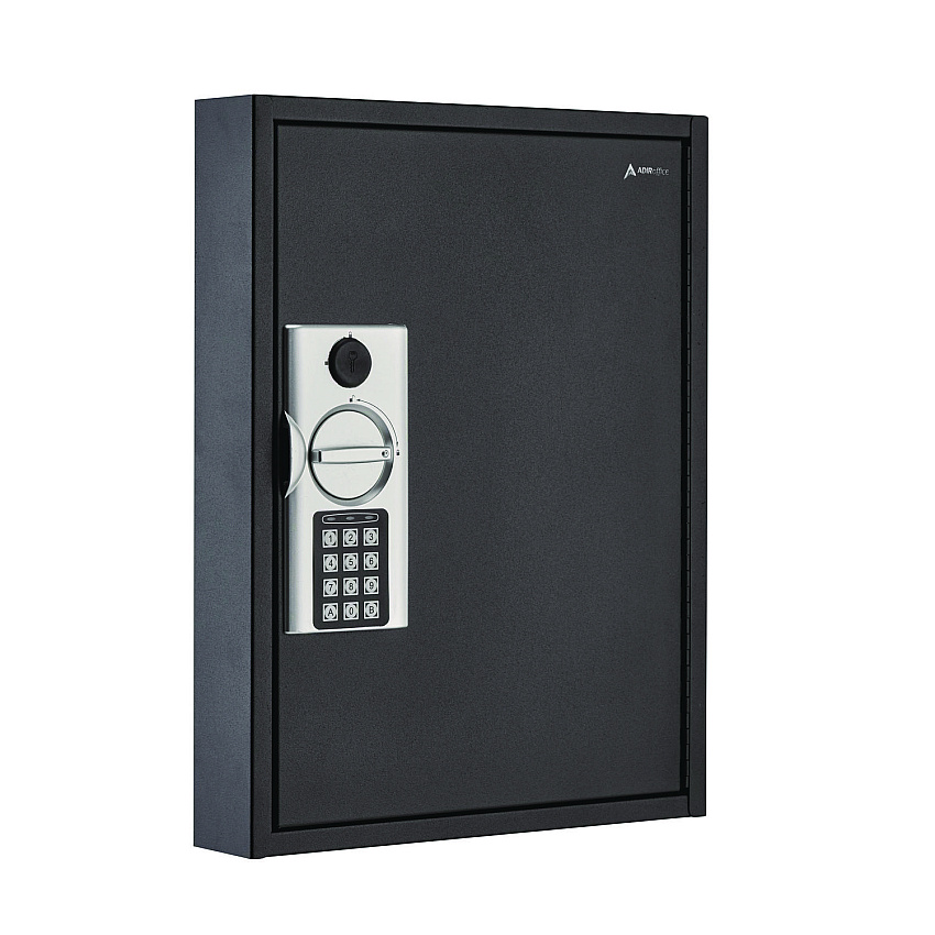 AdirOffice Steel Digital Lock Key Cabinet, 60-Key, 13 x 2.6 x 17, Stainless Steel 304, Black (ALHI68060BLK)