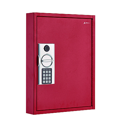 AdirOffice Steel Digital Lock Key Cabinet, 60-Key, 13 x 2.6 x 17, Stainless Steel 304, Red (ALHI68060RED)