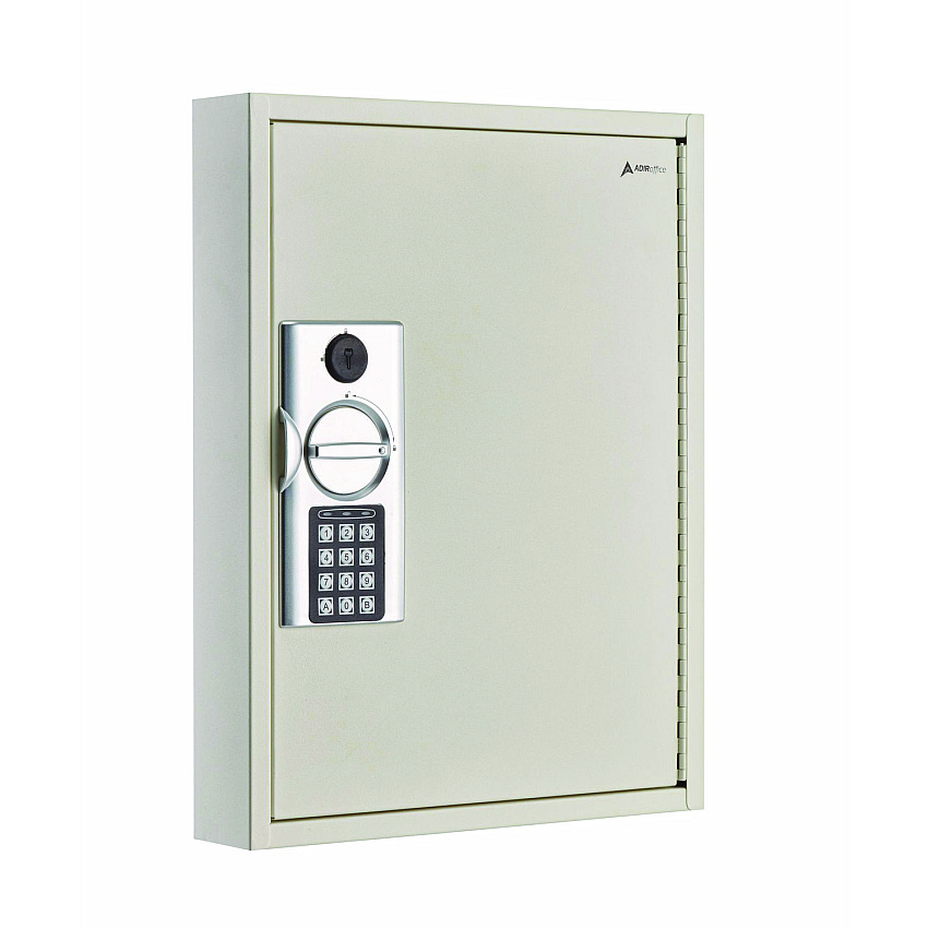 AdirOffice Steel Digital Lock Key Cabinet, 60-Key, 13 x 2.6 x 17, Stainless Steel 304, White (ALHI68060WHI)