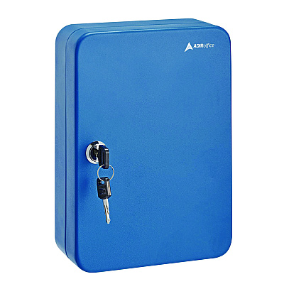 AdirOffice Steel Secure Key Cabinet with Key Lock, 48-Key, 7.1 x 3.1 x 10, Stainless Steel 304, Blue (ALHI68148BLU)